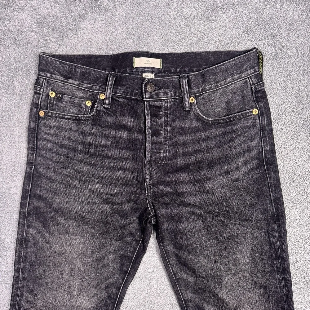AE77 Selvedge Denim Jeans Mens 30x32 Classic Tapered Fit Charcoal Wash Everyday
